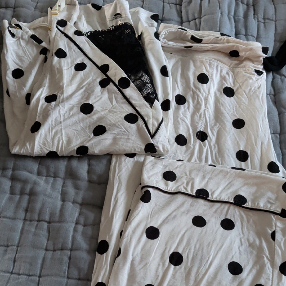 Soma Black and White Polka Dot Pajama Set